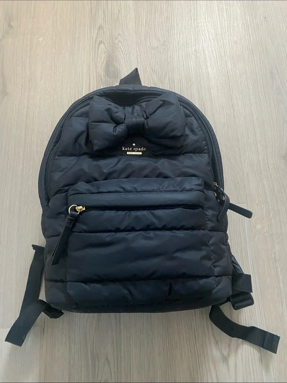 kate spade Black Quilted Mini Backpack with Top Bow Accent